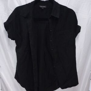 Lord & Taylor Short Sleeve Black Women's Blouse Small
